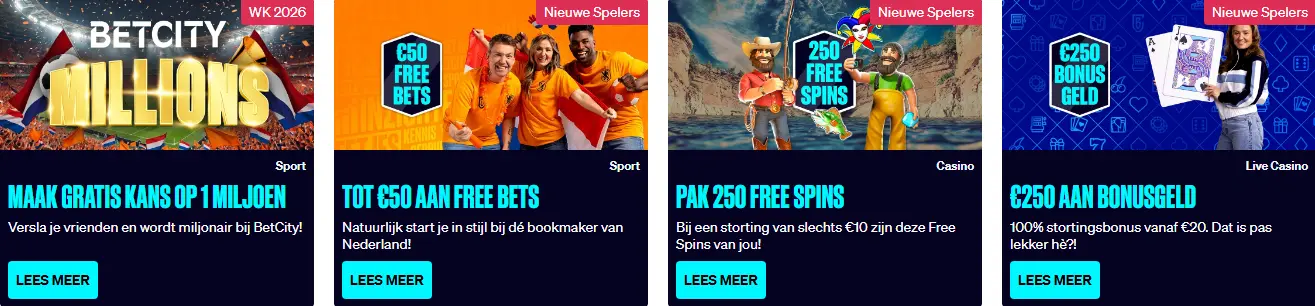 Sectie met promoties en beloningen voor casino spelers