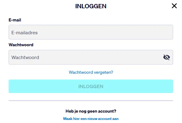 Inloggedeelte – toegang tot spelersaccount